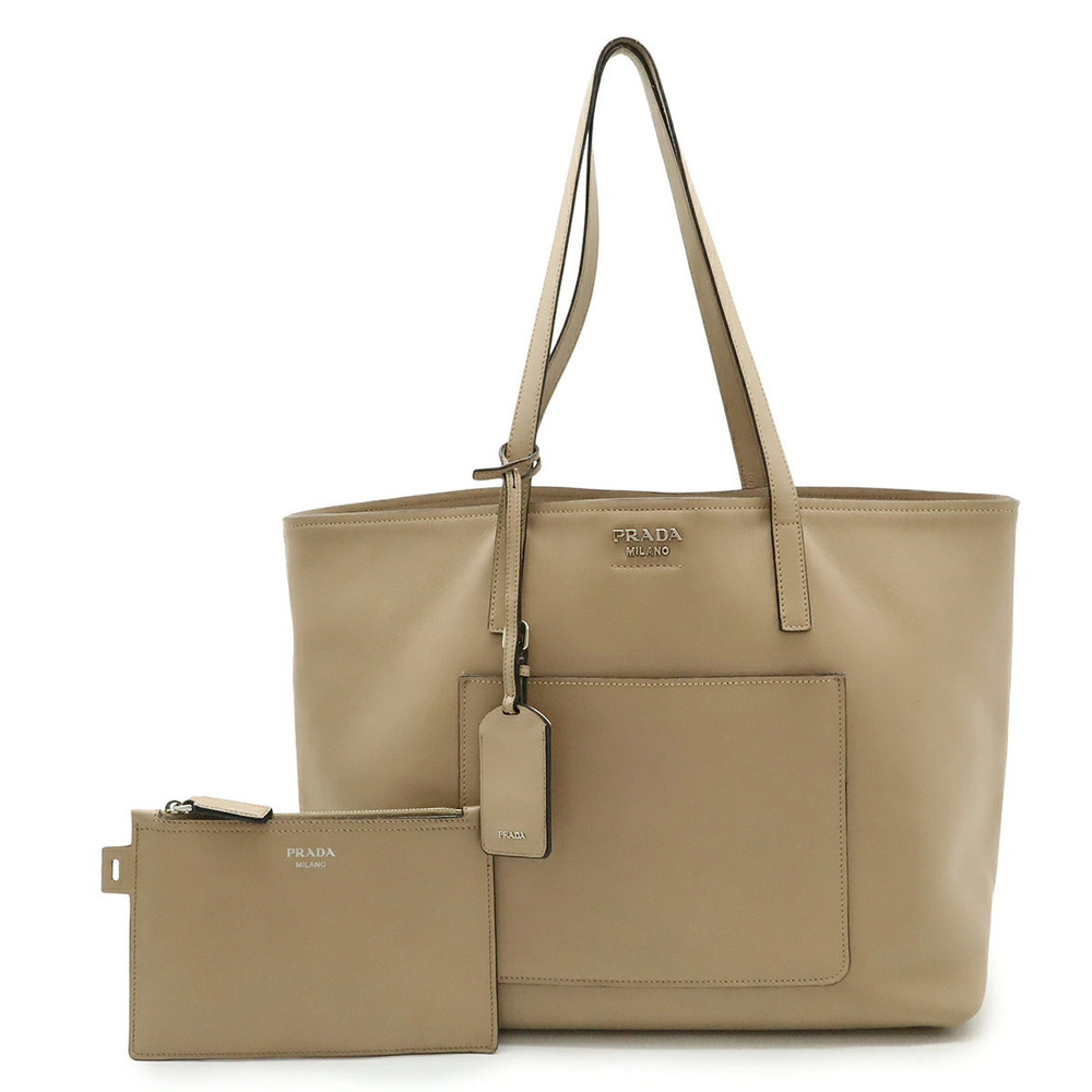 Prada Tote Tessuto Saffiano bag shoulder leather Beige Cream